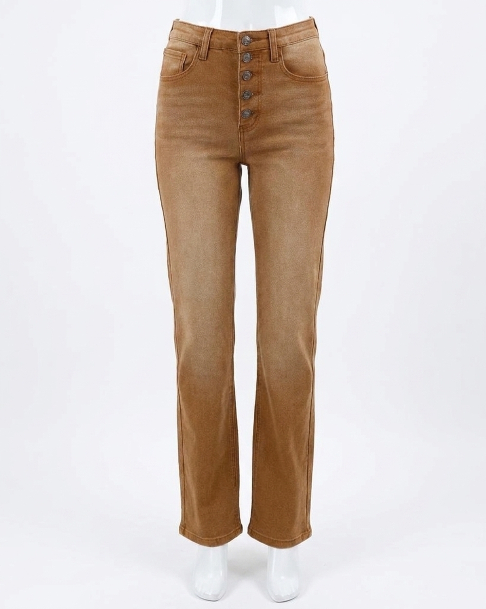 NEW GRACE AND LACE button fly premium wide leg denim jeans in cognac